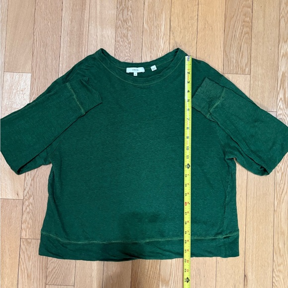 Vince Emerald Green 100% Linen Long Sleeve Pullover Crew Neck Top L - Picture 4 of 8